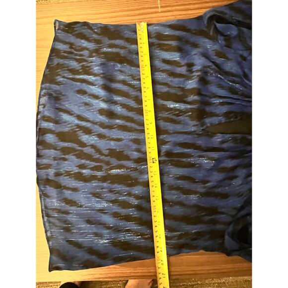 DKNY Blouse XS Blue Black Long Sleeve Sheer Top Ruffle Cuff Women’s Shirt - Picture 7 of 9